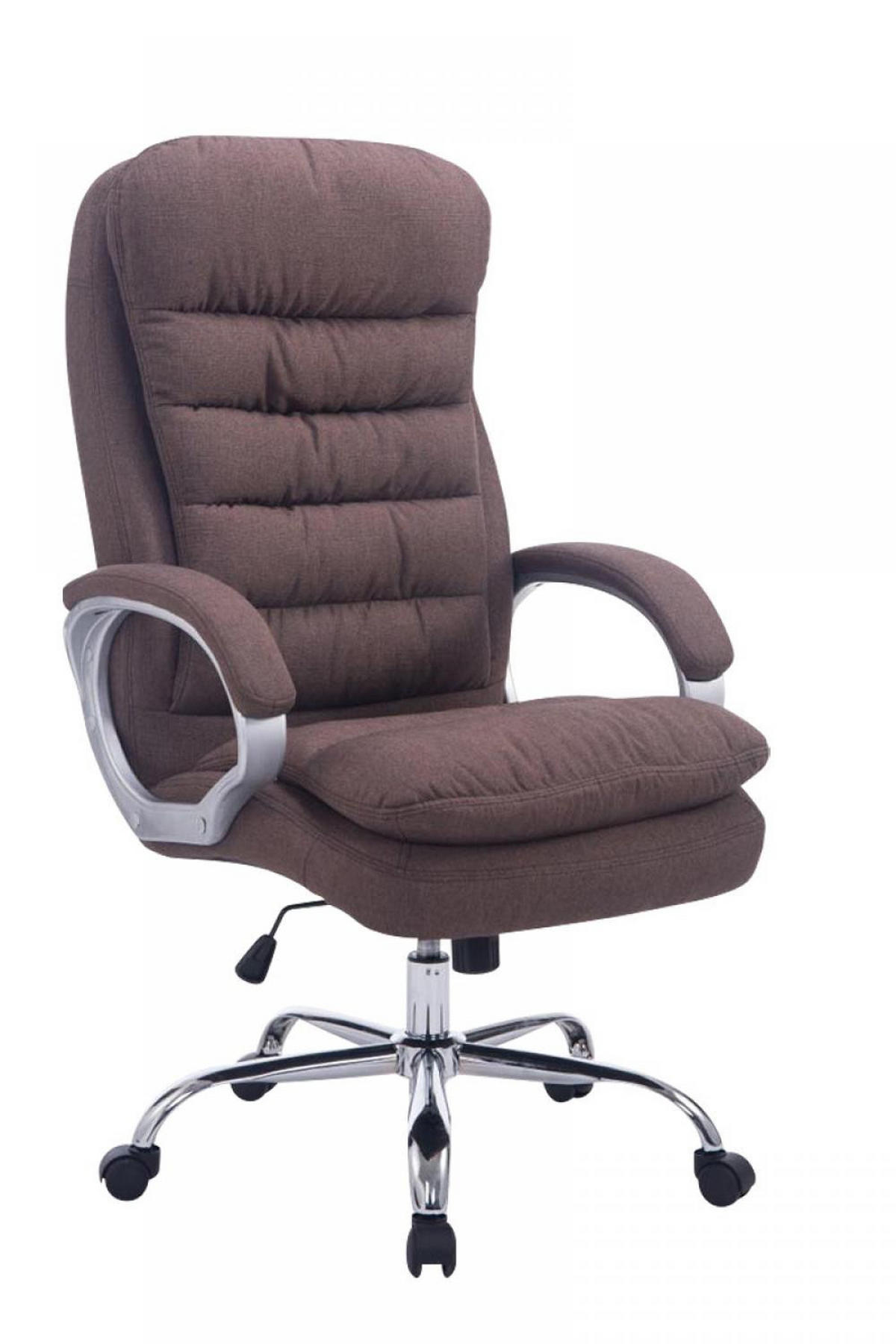 CHEFSESSEL Stoff braun - Chromfarben/Braun, Textil/Metall (68/116/77cm) - CLP