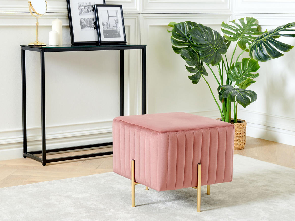 HOCKER Dayton 48/48/41 cm - Pink, Textil (48/41/48cm) - Beliani