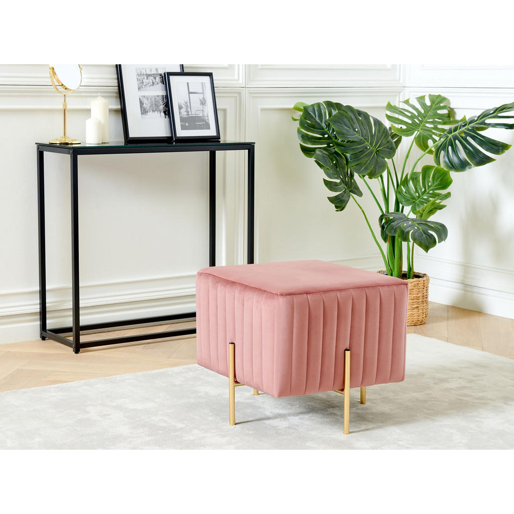 Thumbnail - Beliani Hocker, Pink, Textil, 1-Sitzer, Quadratisch, 48x41x48 cm, Wohnzimmer, Hocker, Sitzhocker