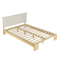 POLSTERBETT 140/200 cm Natur aus Holz und Stoff mit gepolsterter Rückenlehne - Naturfarben, Textil (140/200cm) - OKMYHOME