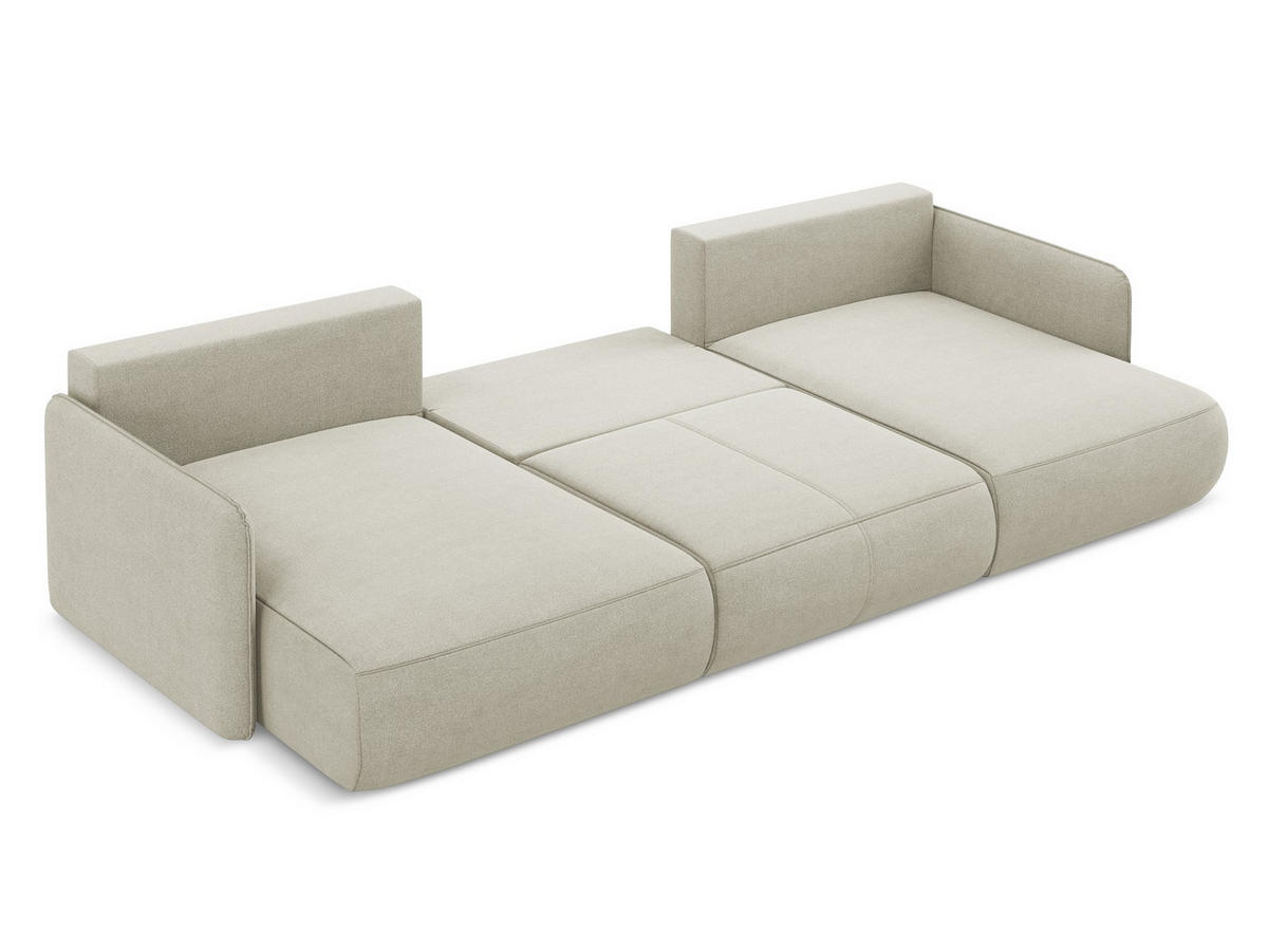 WOHNLANDSCHAFT Strukturstoff Stoff Beige - Beige/Creme, Kunststoff/Textil (290/86/148cm) - Makamii