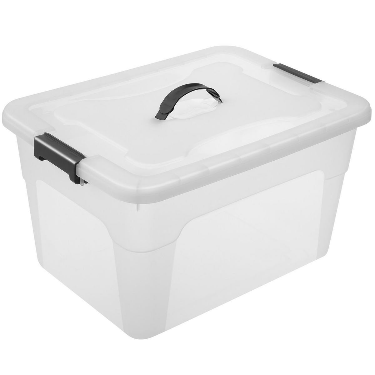 AUFBEWAHRUNGSBOX mit Deckel 30L semitransparent (4er-Set) - Weiß, Kunststoff (33/26/45cm) - Juskys