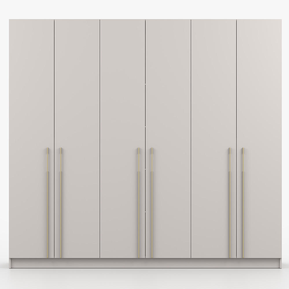 DREHTÜRENSCHRANK ROSA 6D 230/210/57 cm 6-türig Kaschmir - Kaschmir/Goldfarben, Holzwerkstoff/Metall (230/57/210cm) - imoebel24