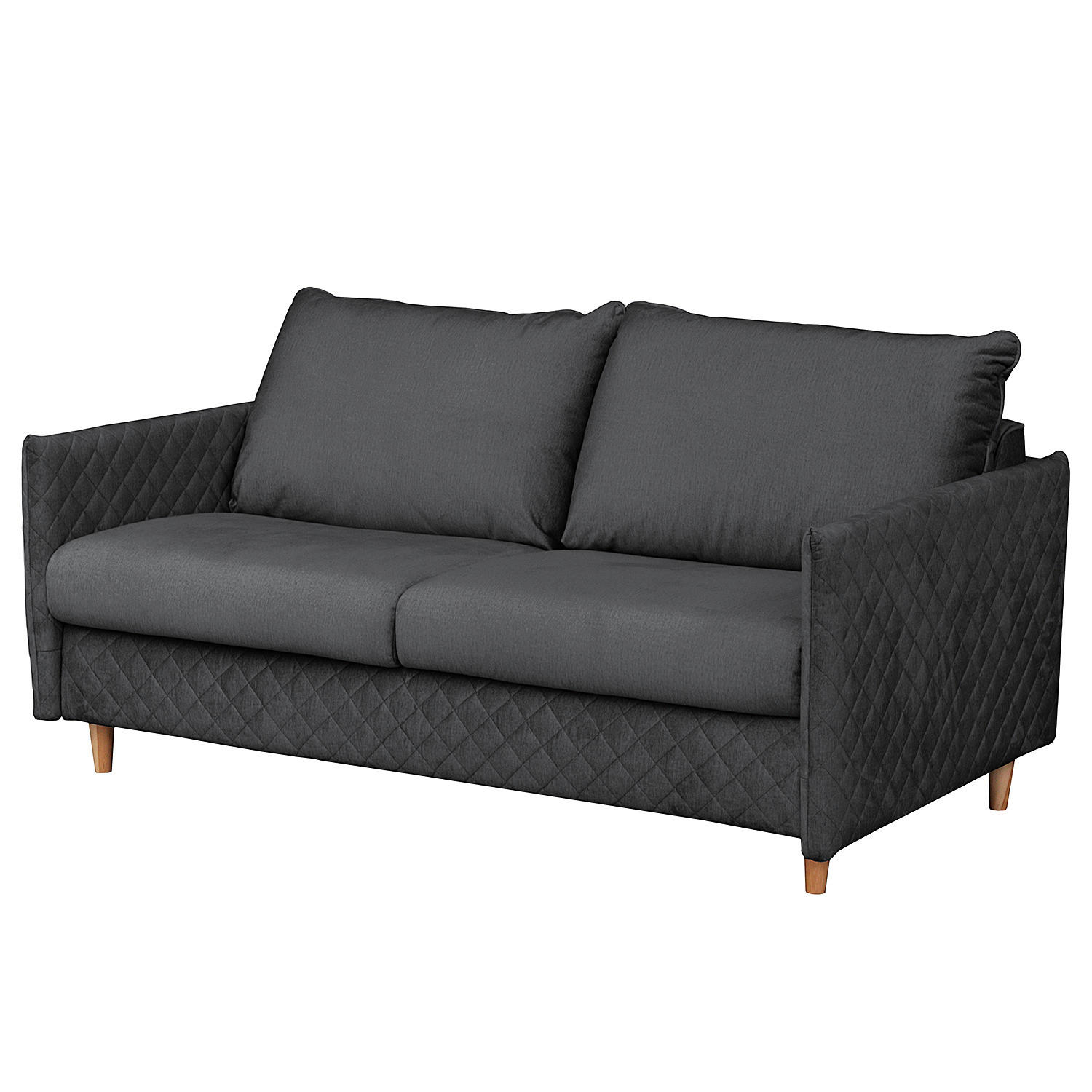 SCHLAFSOFA mit Matratze - Samt - Anthrazit/Buchefarben, Buchenholz/Textil (171/95/101cm) - home24