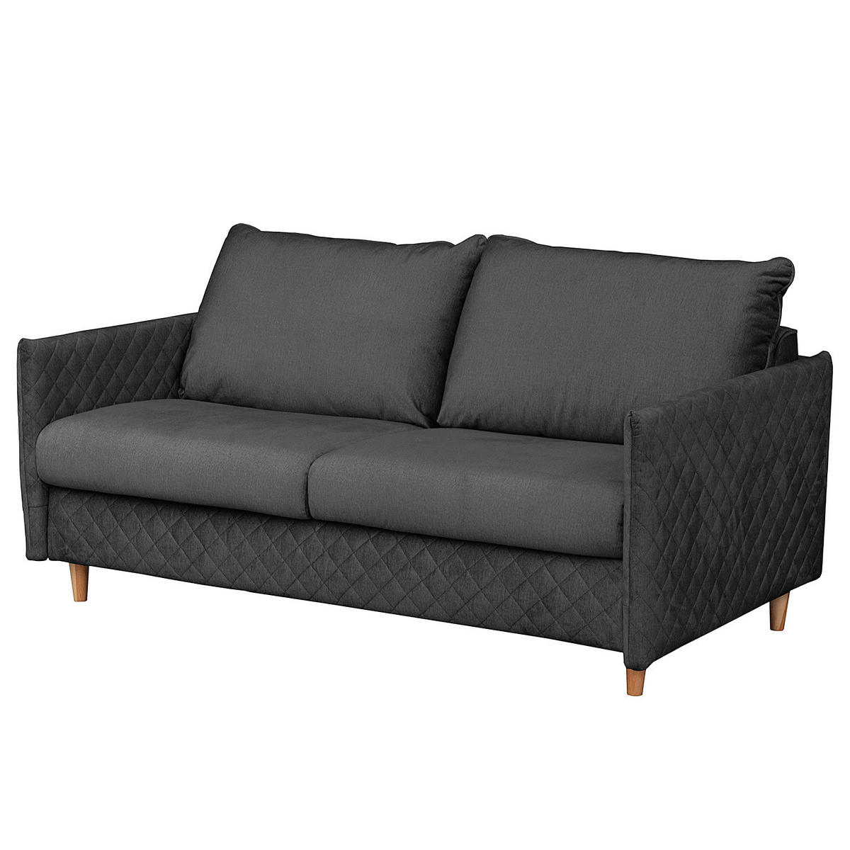 SCHLAFSOFA mit Matratze - Samt - Anthrazit/Buchefarben, Buchenholz/Textil (171/95/101cm) - home24