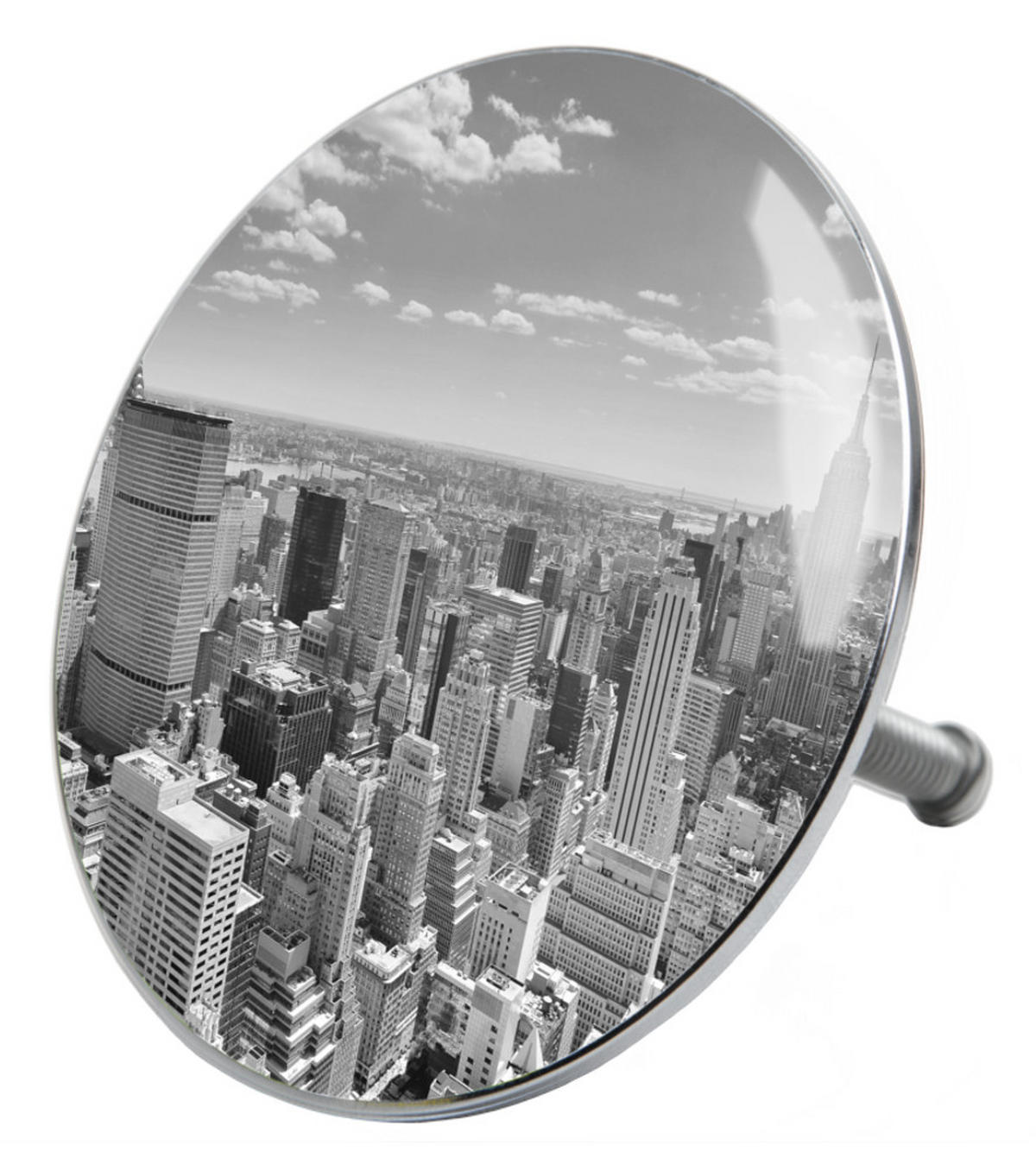 BADEWANNENSTÖPSEL Skyline New York - Grau, Metall (8/10/10cm) - Sanilo