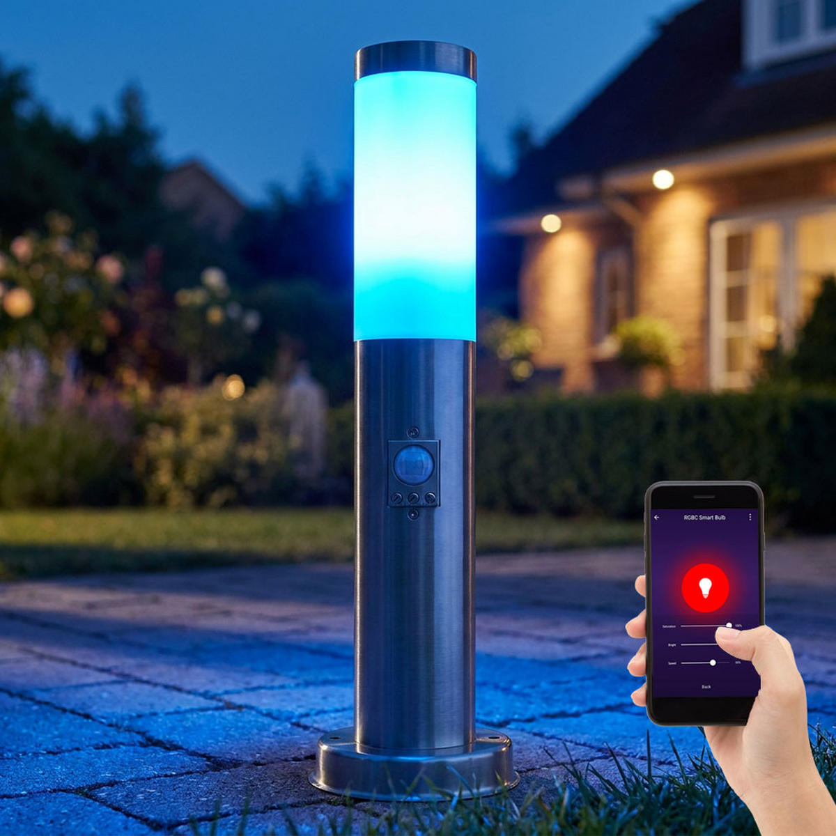 LED AUSSENLEUCHTE BOSTON Anthrazit Edelstahl - Anthrazit, Kunststoff (7.6/7.6/45cm) - Globo Lighting