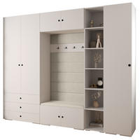 GARDEROBEN-SET 236,7/290/47 - Schwarz/Weiß, Holz/Kunststoff (290/236.7/47cm) - Abiks Möbel