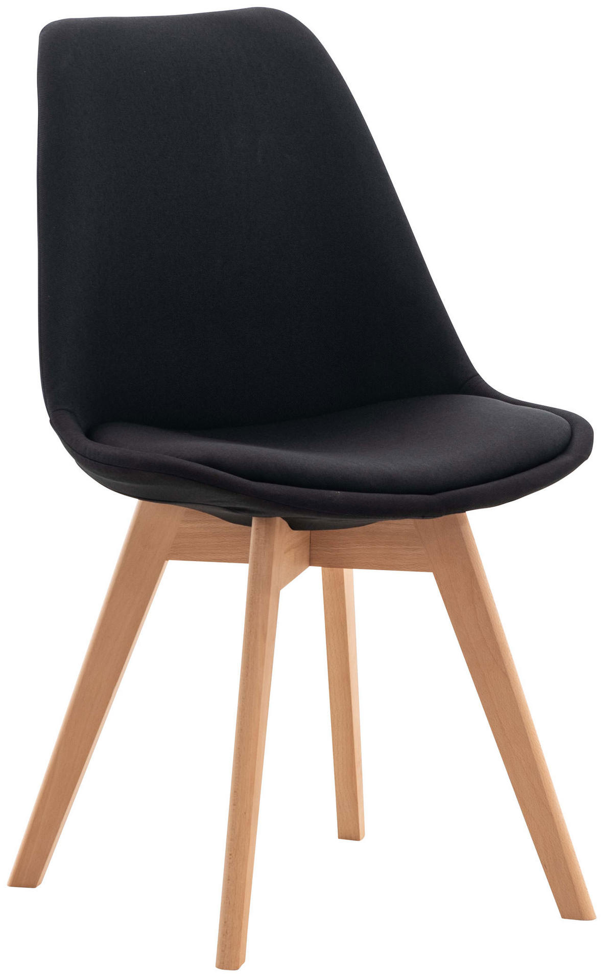 STUHL Stoff schwarz - Eukalyptusholzfarben/Schwarz, Holz/Textil (49/83/50cm) - CLP