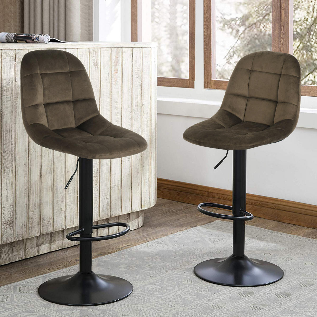 BARHOCKER-SET 2 Stück braun - Braun, Textil/Metall (45/120/45cm) - Urban Meuble