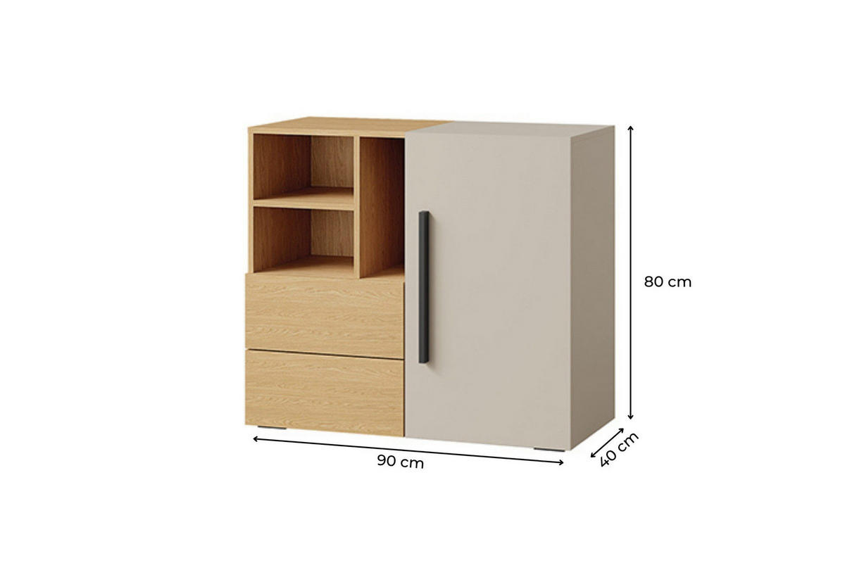 KINDERKOMMODE LIMA 08 90/80/40 cm in Kaschmir/Eiche - Kaschmir/Eichefarben, Holzwerkstoff (90/80/40cm) - Deine Möbel 24