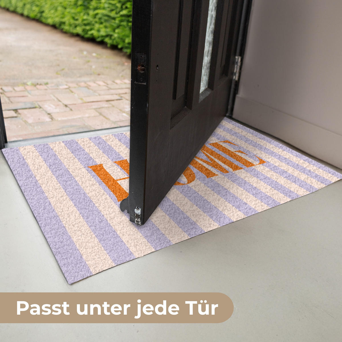 FUSSMATTE Lila – Orange – Streifen – Startseite 60x40 cm - Flieder, Kunststoff (60/0.4cm) - MuchoWow