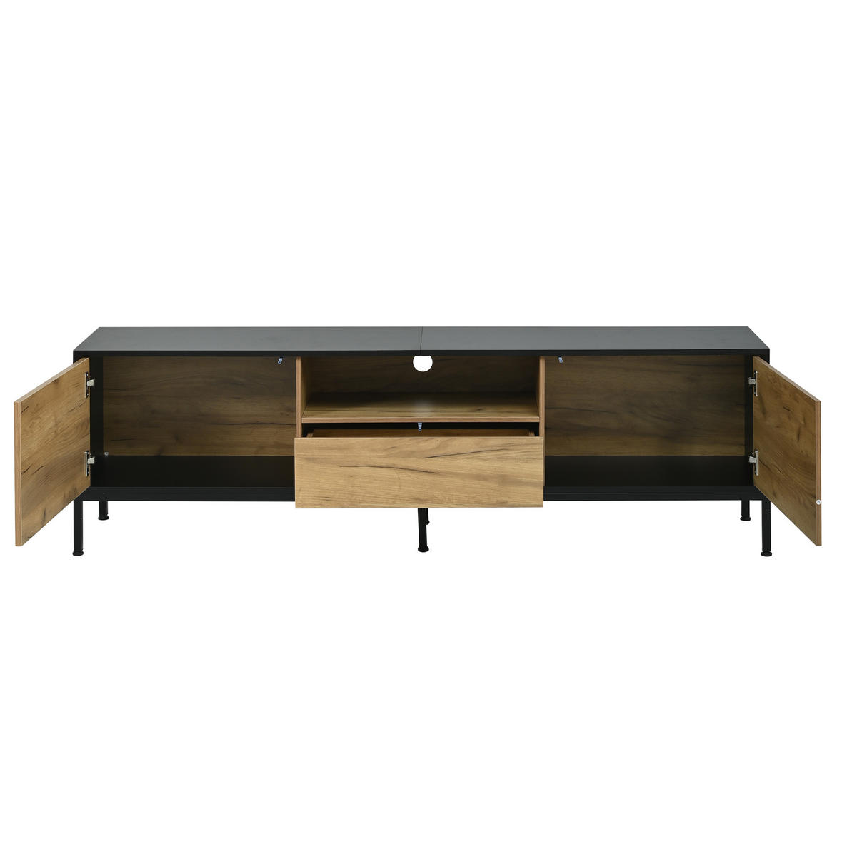 TV-ELEMENT 170/35/50 cm Eiche mit 2 Schränke und 1 Schublade - Alteiche, Holz (170/50/35cm) - Oxeza