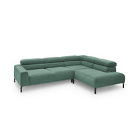 ECKSOFA DELIA Smaragdgrün Cord - Smaragdgrün/Schwarz, Textil/Metall (276/219cm) - KAWOLA