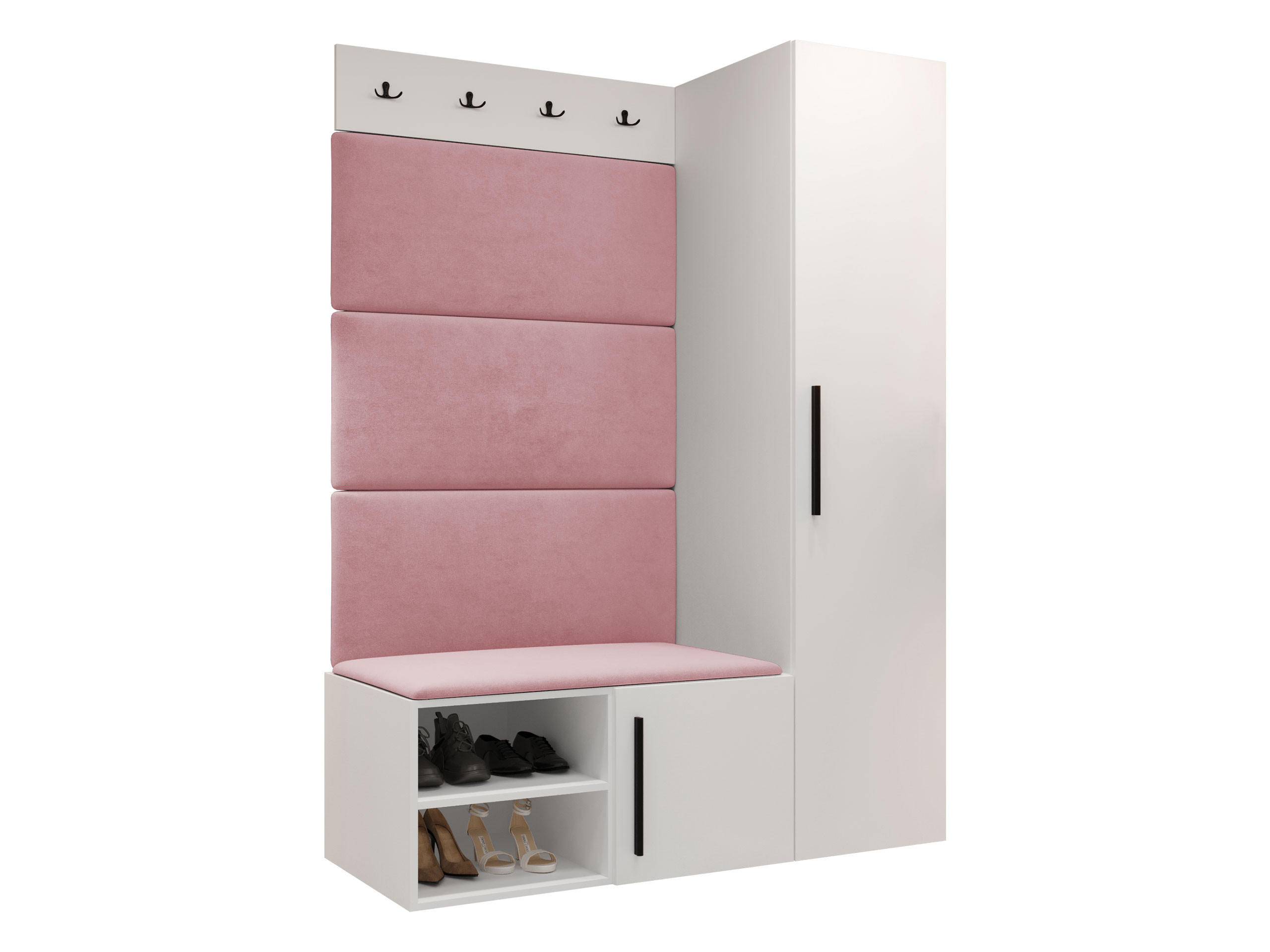 GARDEROBEN-SET Medi II - Hellrosa/Schwarz, Holzwerkstoff/Kunststoff (40/191/50cm) - MIRJAN24