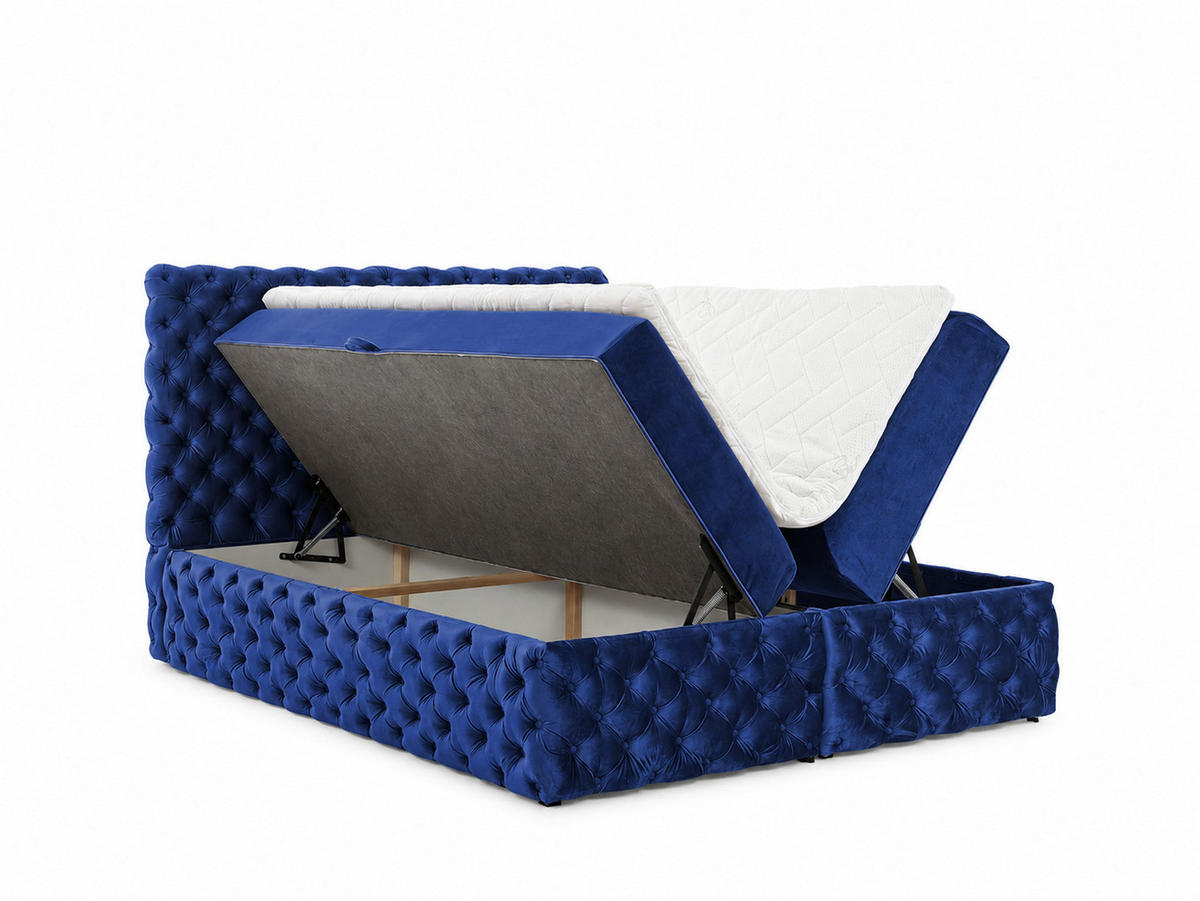 BOXBETT mit zwei Stauraum 160x200 cm in Marineblau - Blau, Textil (160/200cm) - Home Collective