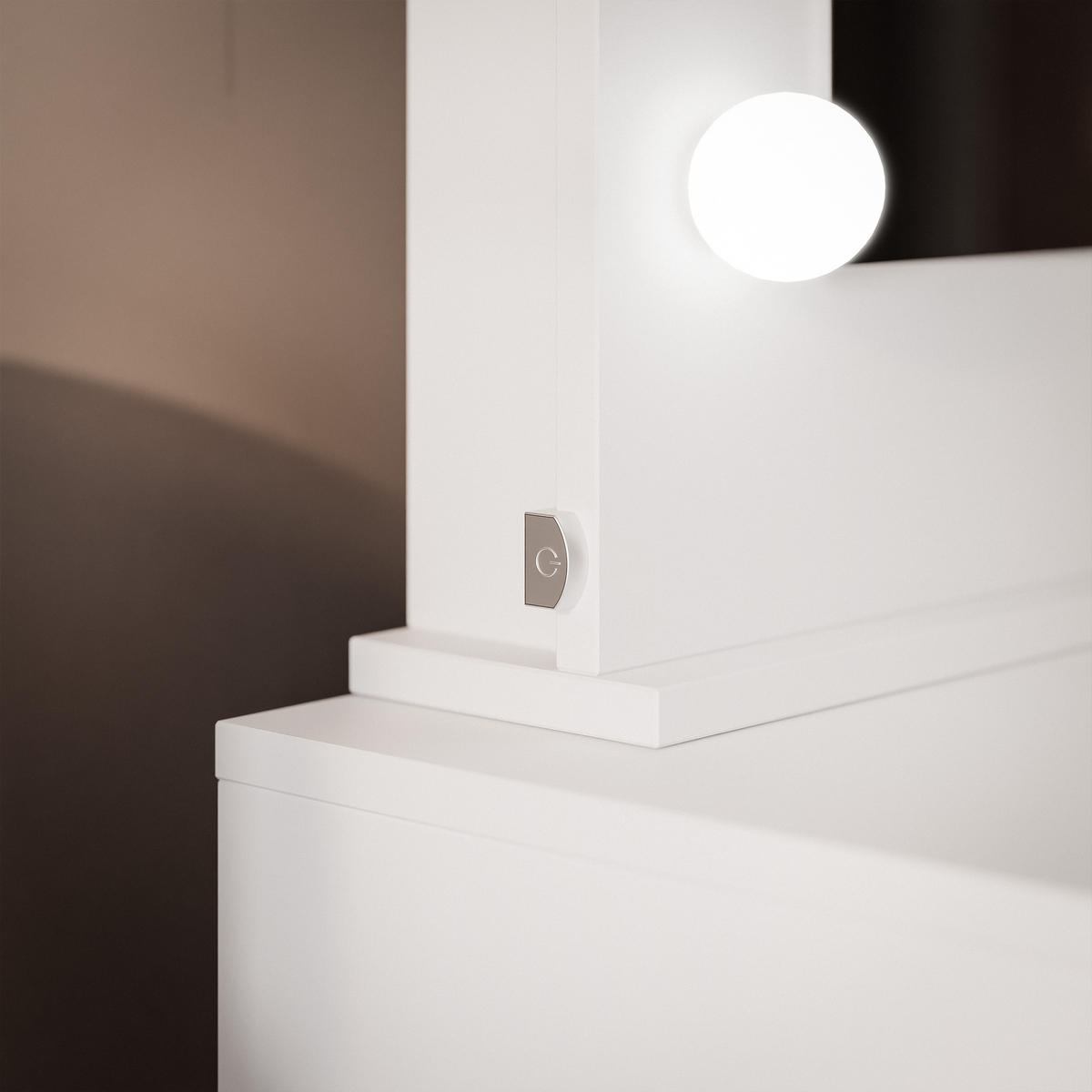 SCHMINKTISCH BELLA II mit LED-Beleuchtung und Spiegel, 110 cm Weiß matt - Weiß, Holzwerkstoff (110/77/55cm) - Idohome