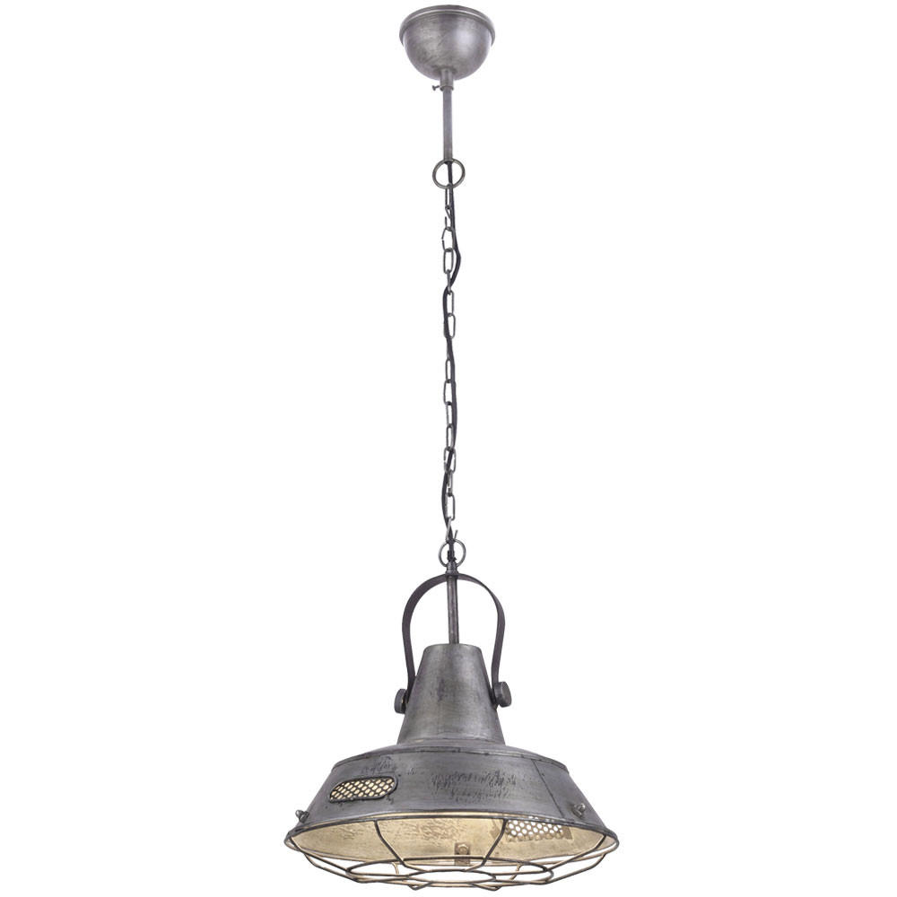 LED HÄNGELEUCHTE Metall Silber Industrie Laterne - Silberfarben, Metall (38/38/120cm)