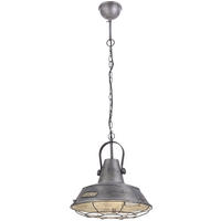 LED HÄNGELEUCHTE Metall Silber Industrie Laterne - Silberfarben, Metall (38/38/120cm)