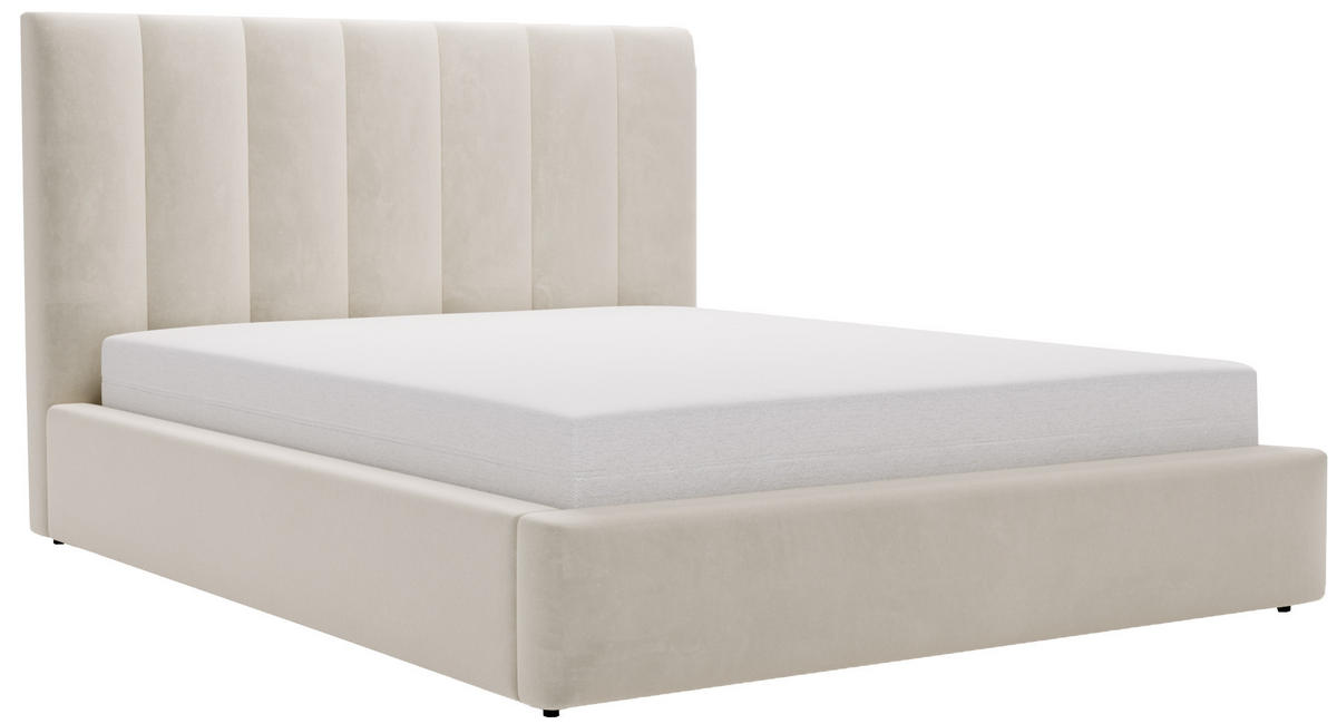 POLSTERBETT 140x200 cm Velor, Lattenrost, Bettkasten, Beige - Beige, Holz/Textil (140/200cm) - Emporius