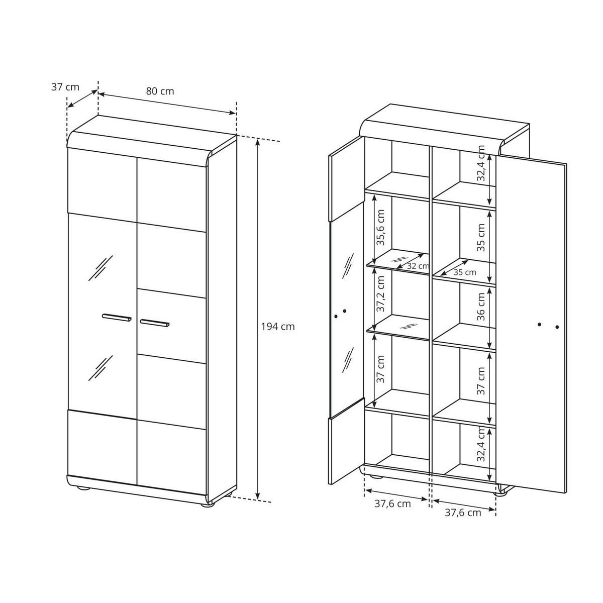 VITRINE in Sonoma Eiche - Sonoma Eiche, Holzwerkstoff (80/194/37cm) - MASSENO
