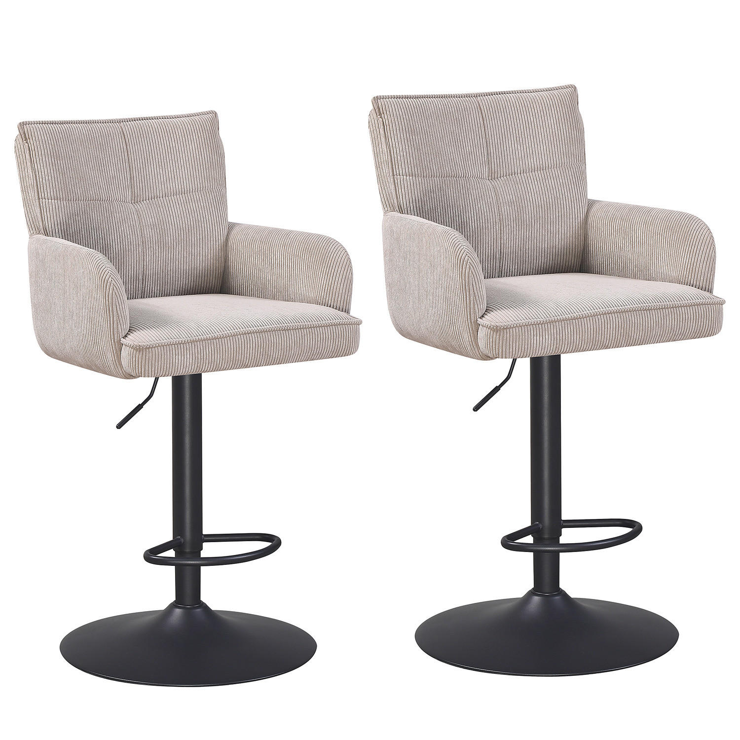 BARSTUHL - 2er-Set - Beige/Schwarz, Textil/Metall (56/100/57cm) - home24