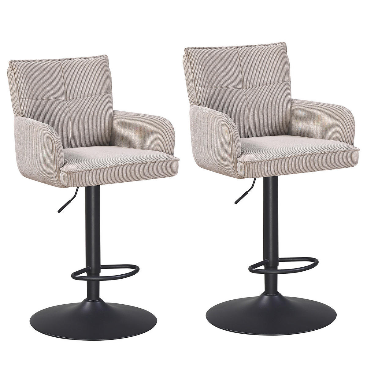 BARSTUHL - 2er-Set - Beige/Schwarz, Textil/Metall (56/100/57cm) - home24