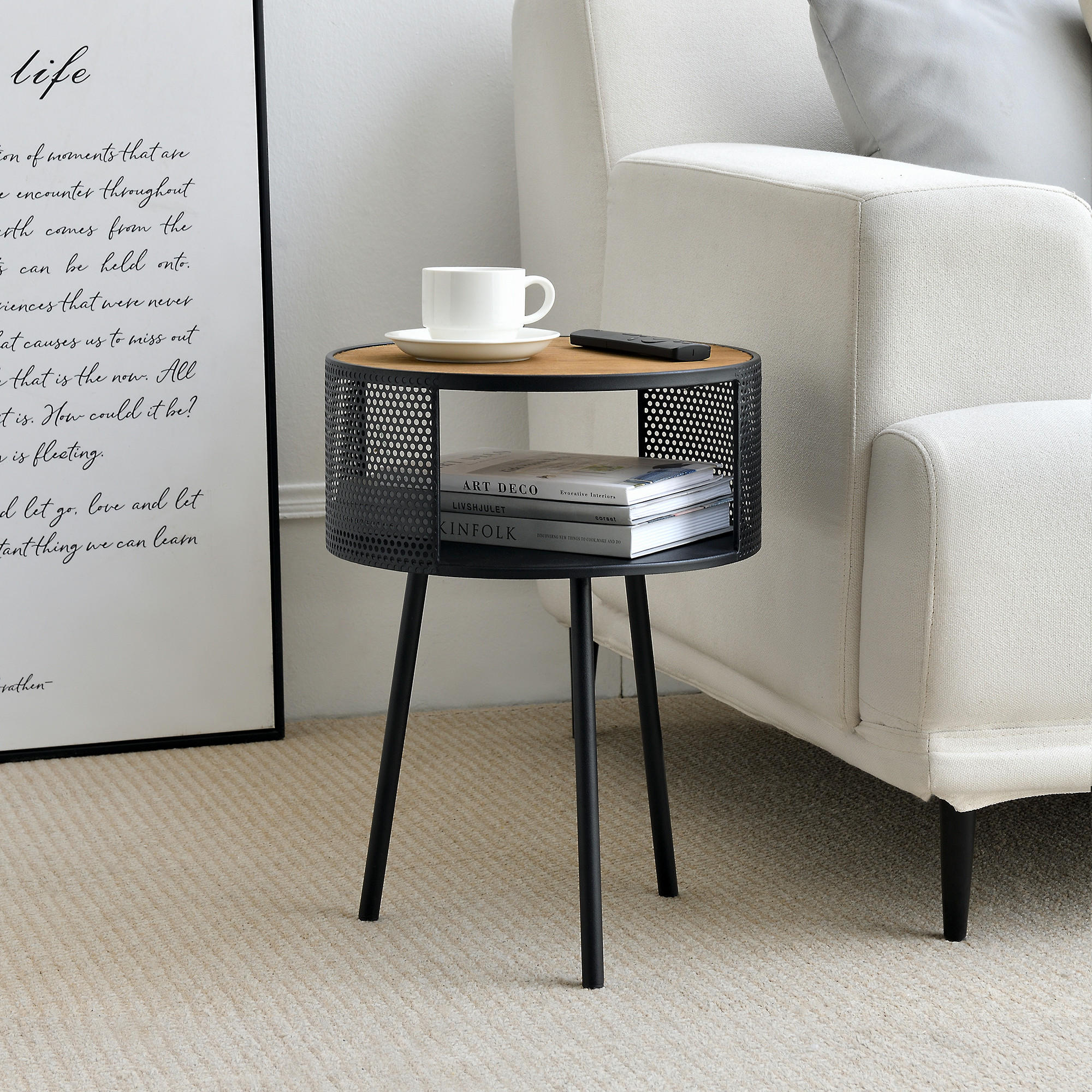 BEISTELLTISCH Bjørnsund 34/34/45 - Schwarz, Holzwerkstoff (34/34/45cm) - [en.casa]