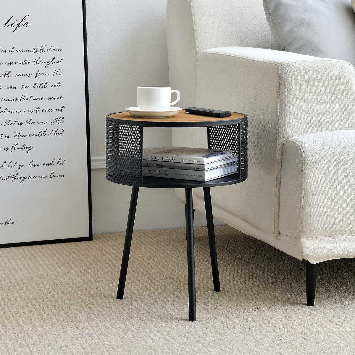 BEISTELLTISCH Bjørnsund 34/34/45 - Schwarz, Holzwerkstoff (34/34/45cm) - [en.casa]
