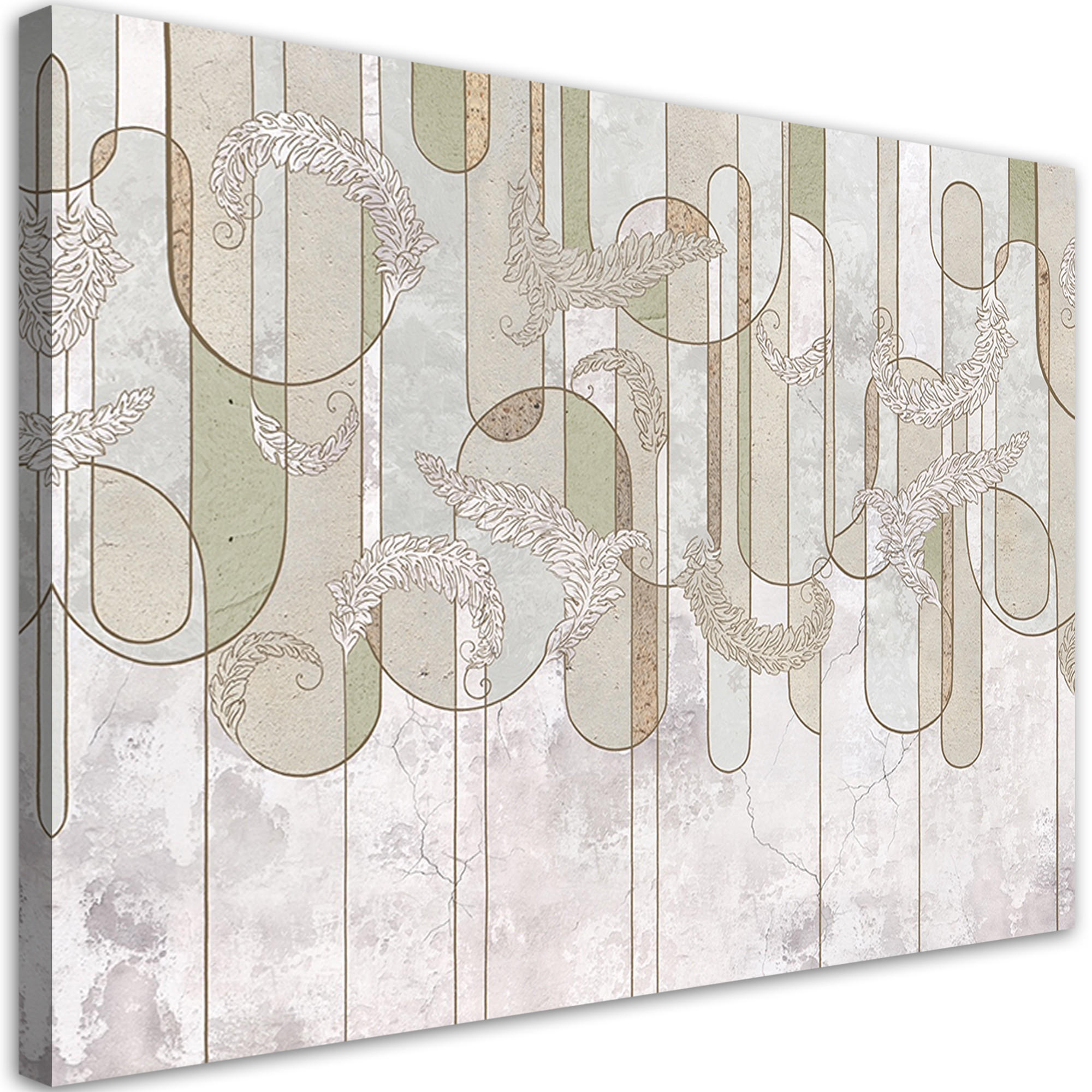 WANDBILD scandi boho abstrakt in beige - Grün, Textil (60/40cm) - Feeby