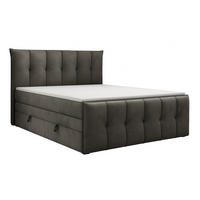 BOXSPRINGBETT SUPREME mit Topper und Bettkasten, Dunkelgrau, 120x200 cm - Dunkelgrau, Textil (120/200cm) - KS Home Concept