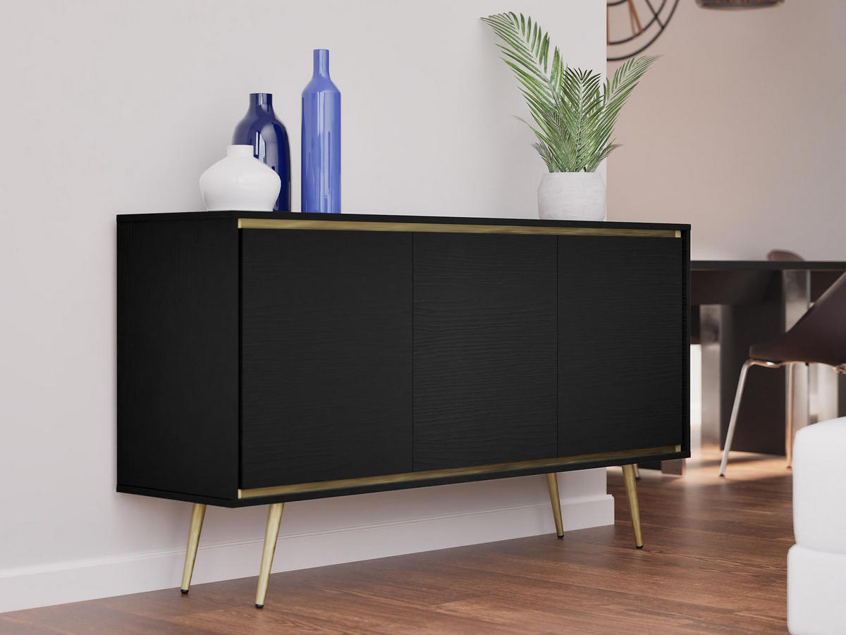 KOMMODE Tori 01 - Goldfarben/Schwarz, Holzwerkstoff/Metall (150/80/40cm) - MIRJAN24