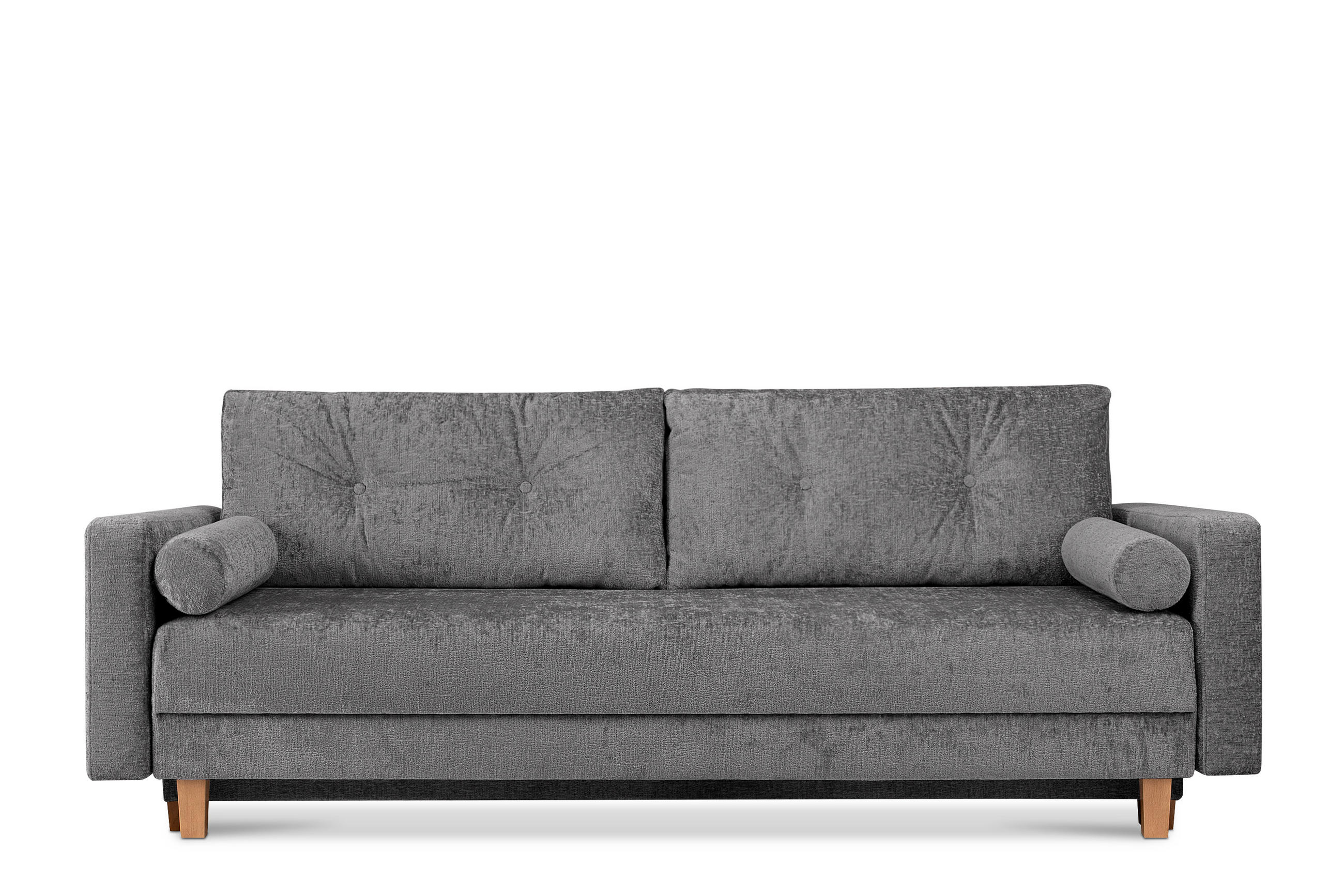 3-SITZER-SCHLAFSOFA ERISO mit weiche Sitzfläche und hohe Rückenlehne, Chenille-Stoff, Stahlfarbe - Braun/Grau, Textil (220/80/100cm) - KONSIMO®