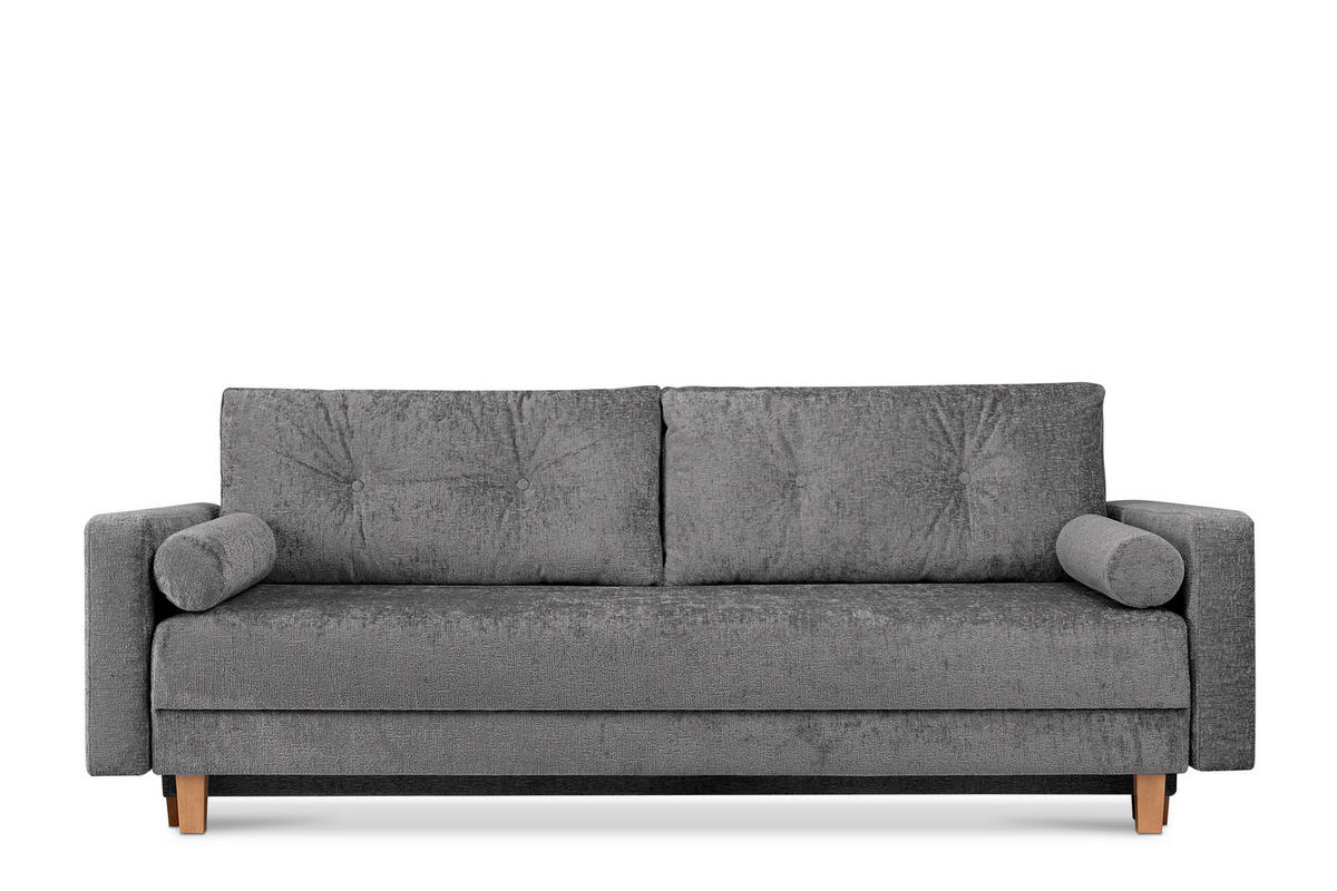 3-SITZER-SCHLAFSOFA ERISO mit weiche Sitzfläche und hohe Rückenlehne, Chenille-Stoff, Stahlfarbe - Braun/Grau, Textil (220/80/100cm) - KONSIMO®