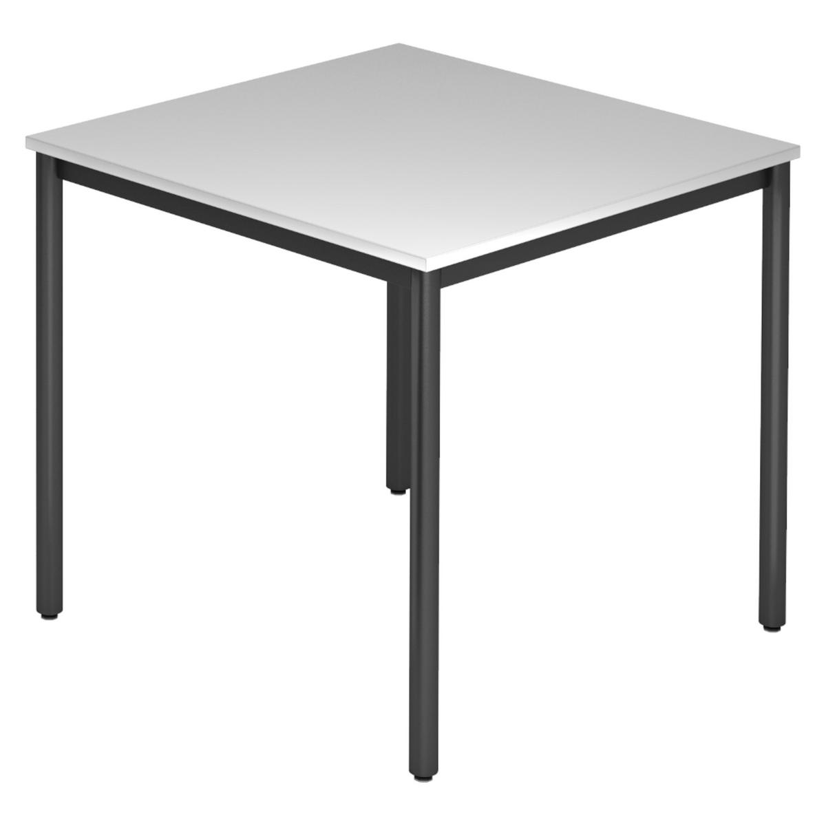 BESPRECHUNGSTISCH Serie-D 80/80/72 cm in Grau/Rundrohr schwarz - Schwarz/Grau, Holzwerkstoff (80/80/72cm) - bümö