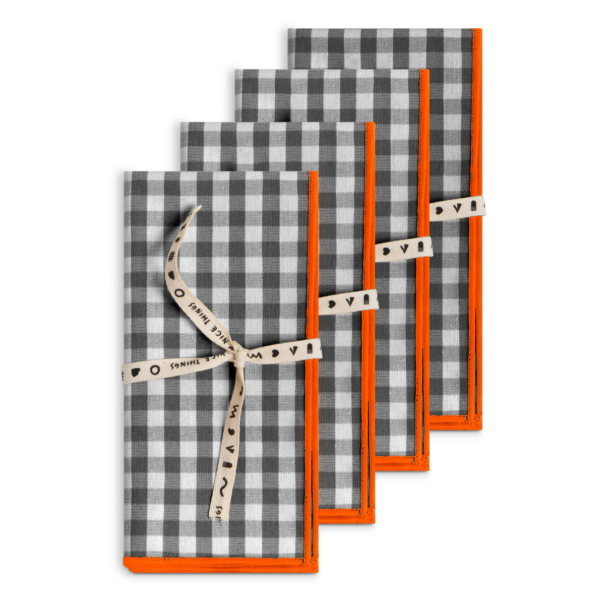 TISCHET 8-teilig, Baumwolle und PES (Polyester), schwarz und fluor SET FESTON - Schwarz, Textil (40/130cm) - RNT By Really Nice Things