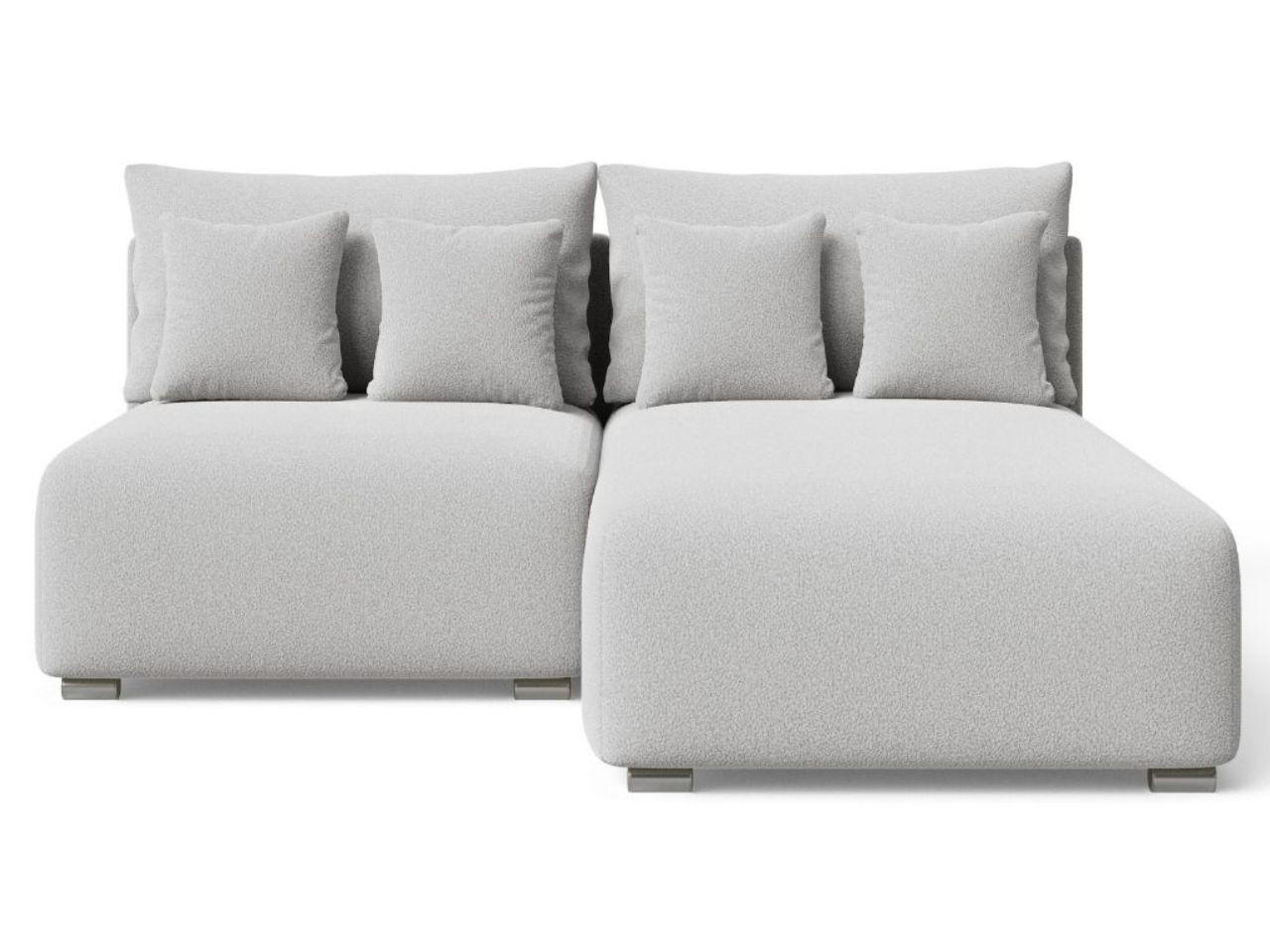 ECKSOFA Ronni Bouclé-Stoff Grau Rechts - Grau, Holz/Textil (206/190cm) - Graingold