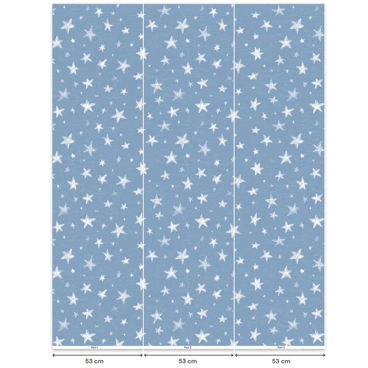 KINDERTAPETE - Sterne - Muster - Blau - 160x200 cm - Hellblau, Papier (160/200cm) - OnlyWow