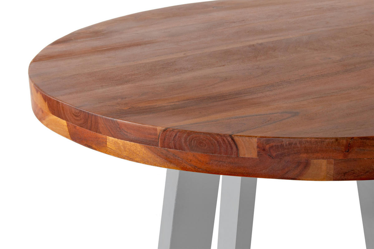 ESSTISCH SOPHIA - Silberfarben/Braun, Holz/Metall (130/130/78cm) - SAM
