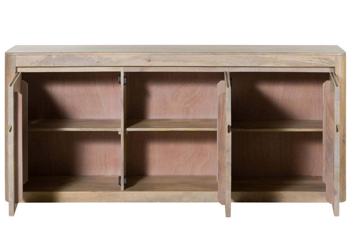 SIDEBOARD Mango 185x40x80 weiß lackiert TORONTO #301 - Weiß, Holz (185/80/40cm) - Massivmoebel24