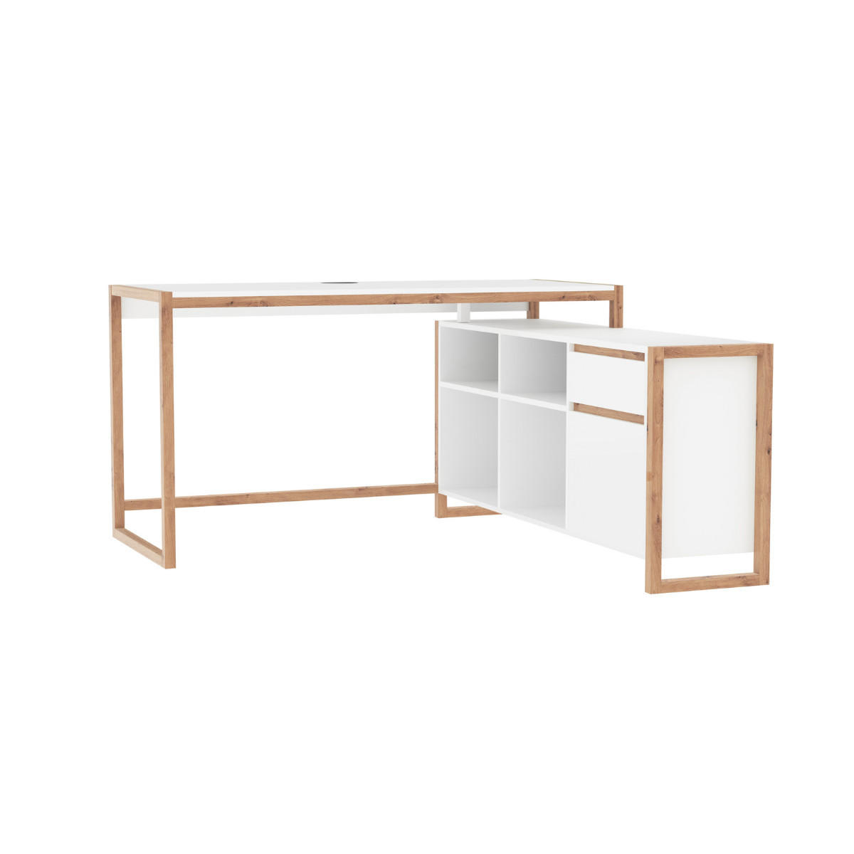 SCHREIBTISCH Denver 37A weiß / Dekor Artisan Oak 75/139/139 cm - Weiß/Eiche Artisan, Holzwerkstoff (139/139/75cm) - Calicosy