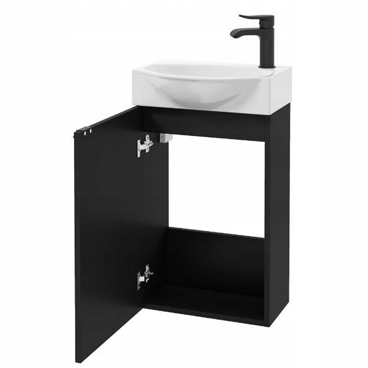 WASCHTISCHKOMBI 40cm mit Waschbecken + Armatur schwarz - Schwarz, Holzwerkstoff (40/60/22cm) - Stamar