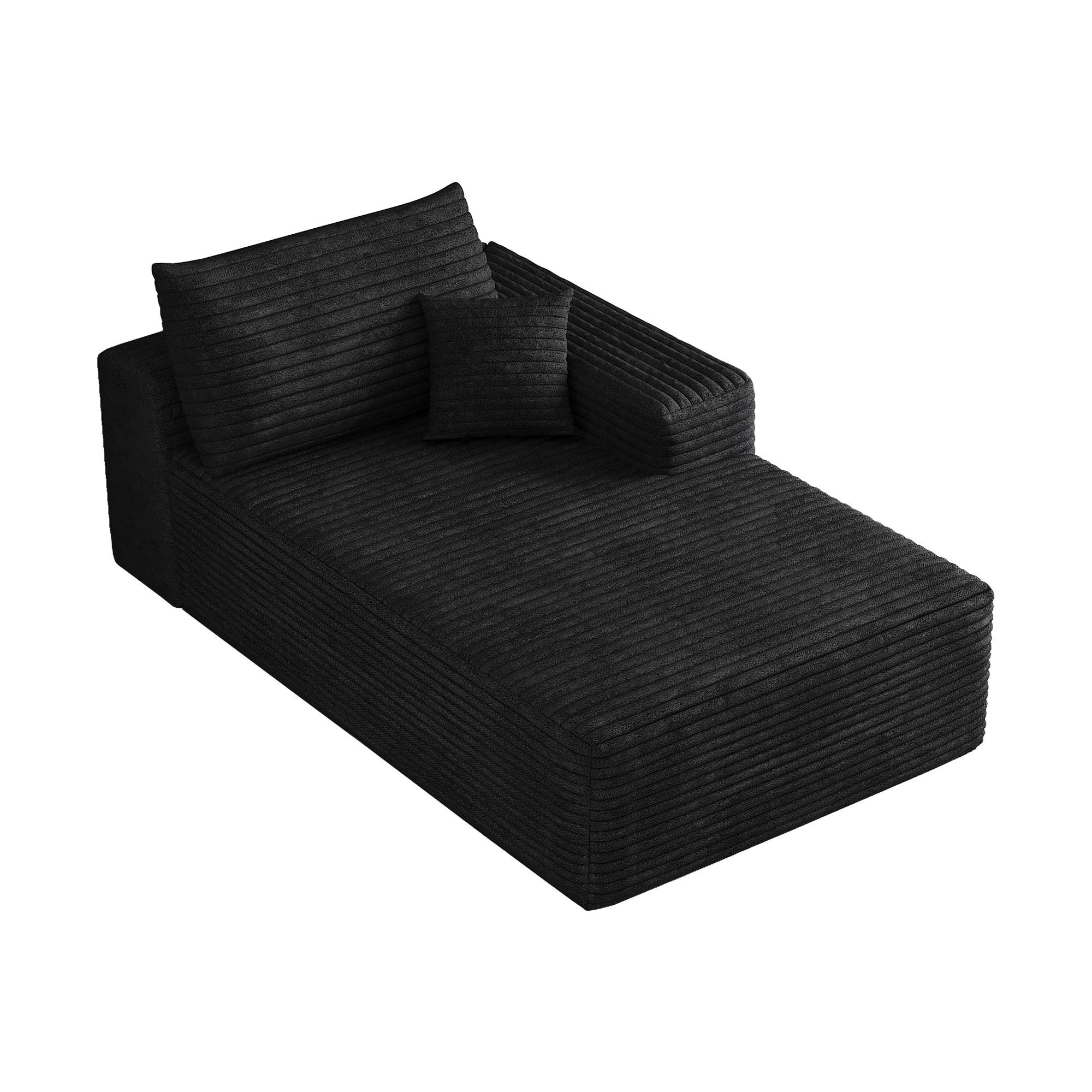 RÉCAMIERE DE-34721 rechte Chaiselongue Schwarz - Schwarz, Textil (95/83/175cm) - ComfortXL