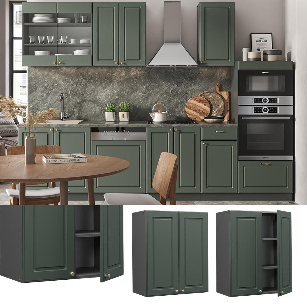 HÄNGESCHRANK Fame-Line Grün-Gold Landhaus 60 cm - Anthrazit/Grün, Holzwerkstoff (60/72/34.1cm) - Vicco