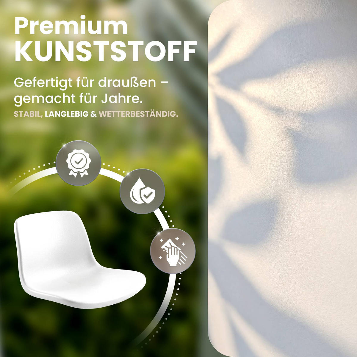GARTENSTUHL 4er Set Kunststoff Weiß - Weiß, Kunststoff (58/80/58cm) - CLP