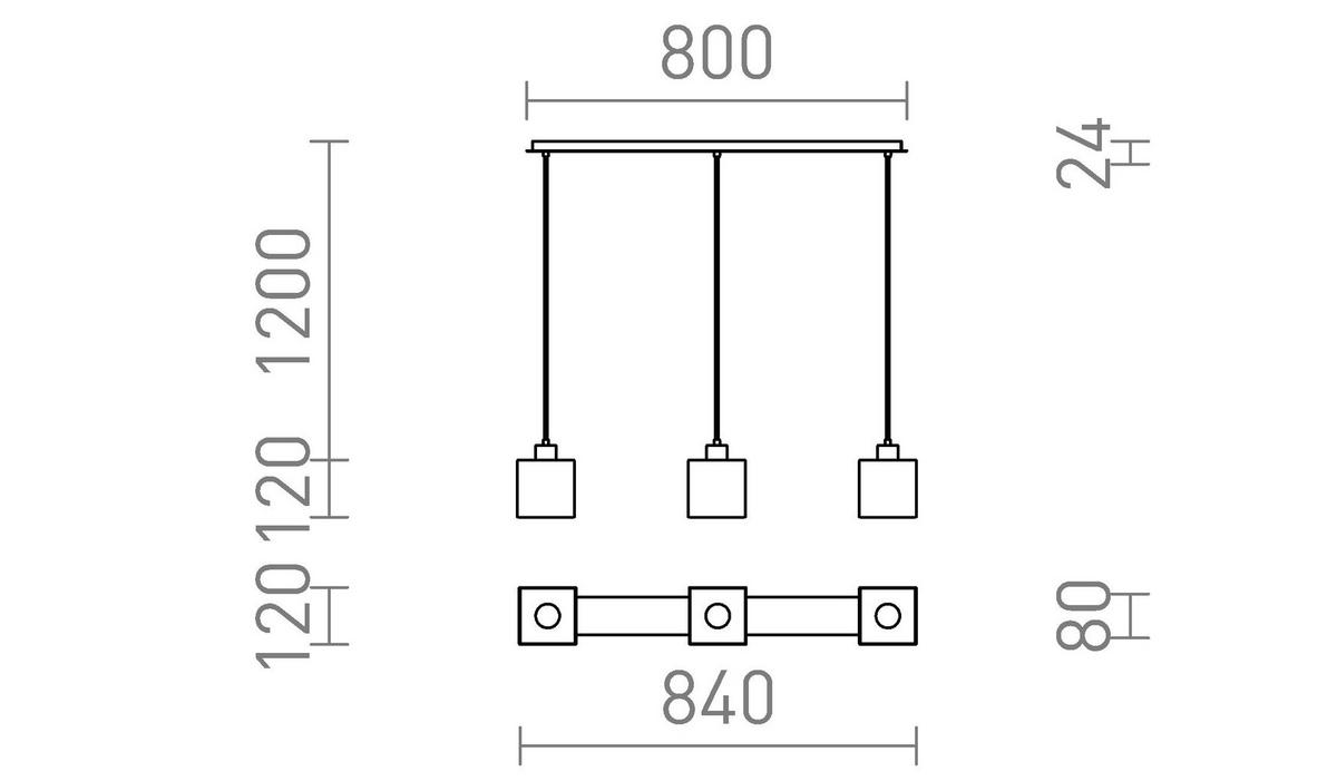 PENDELLEUCHTE DADOS III 80 Opalglas 33 W - Chromfarben, Metall (30/30/120cm) - Rendl