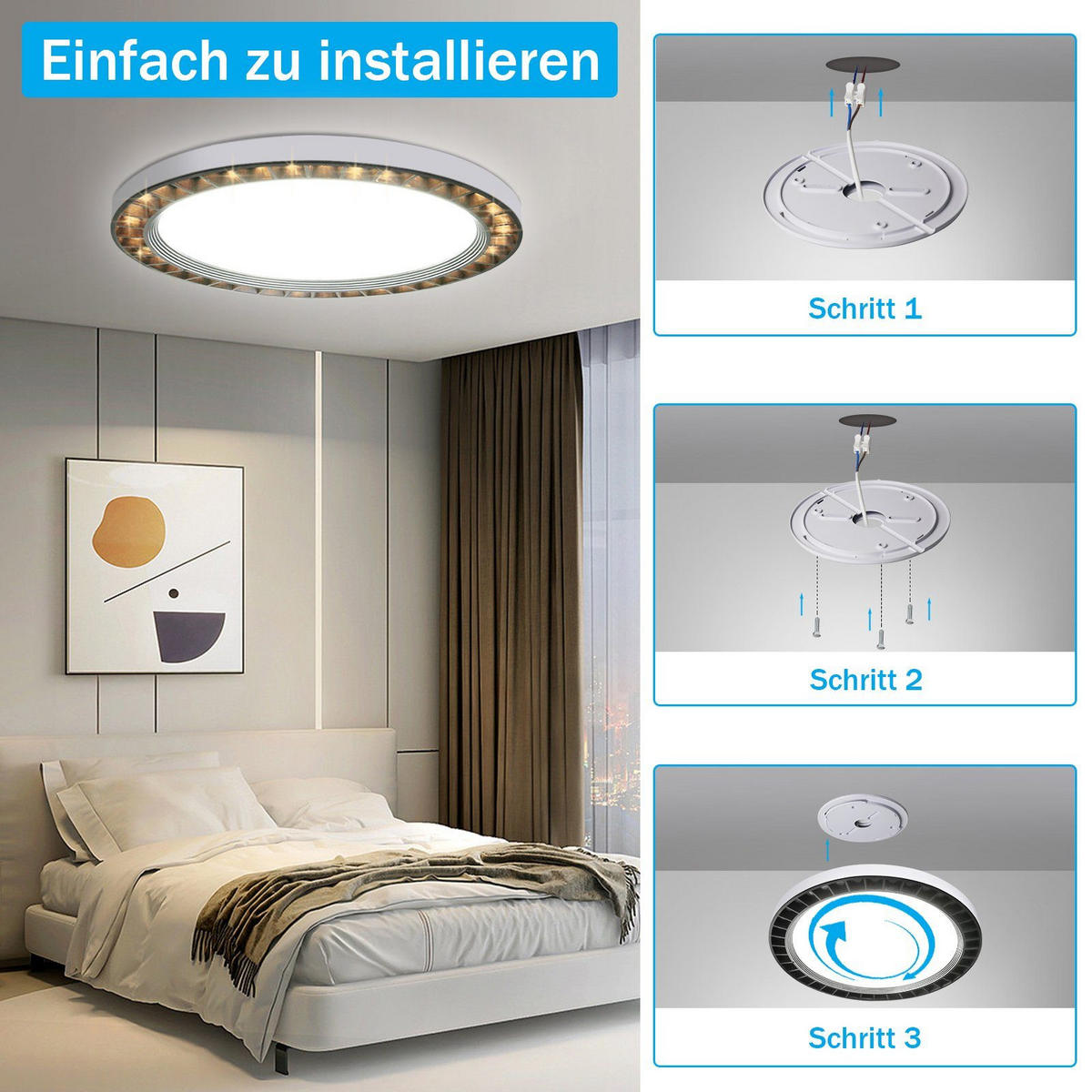 LED-DECKENLEUCHTE Lotte 23/23/3 cm - Schwarz, Kunststoff (23/23/3cm) - Nettlife