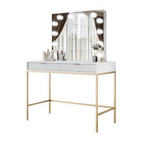 SCHMINKTISCH MIT SPIEGEL CORTADO ELITE GOLD WEISS - Weiß, Holzwerkstoff (104/78/50cm) - Lookway
