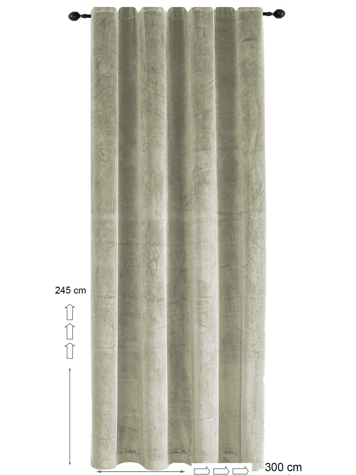 VORHANG Kräuselband Samt 300/245 cm Sand Beige - Sandfarben, Textil (300/245/245cm) - TiborTex