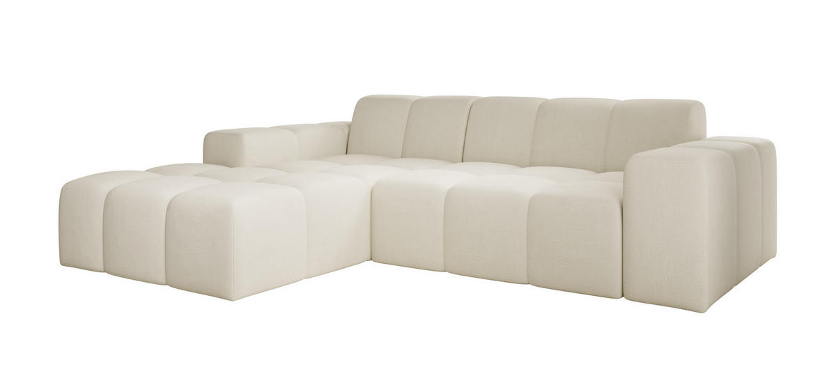 ECKSOFA Fogo ohne Schlaffuktion, L-Form, Sofa Links, Veloursstoff, 245x68x180 cm, Beige - Beige, Holz (180/245cm) - PROMETO Möbel